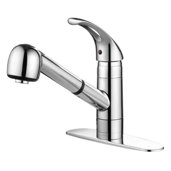 Single-Handle Pull Out Sprayer Kitchen Faucet in Polished Chrome