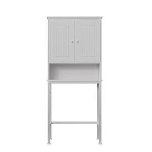 30.55 in. W x 9.84 in. D x 69.29 in. H White Linen Cabinet with Doors and Open Shelf for Bathroom