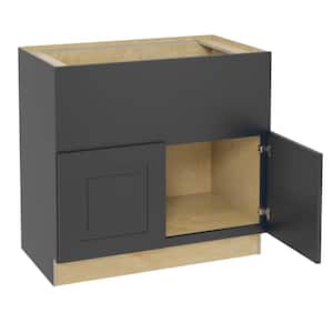 Grayson Deep Onyx Painted Plywood Shaker Assembled Farm Sink Base Kitchen Cabinet Sft Cls 36 in W x 24 in D x 34.5 in H
