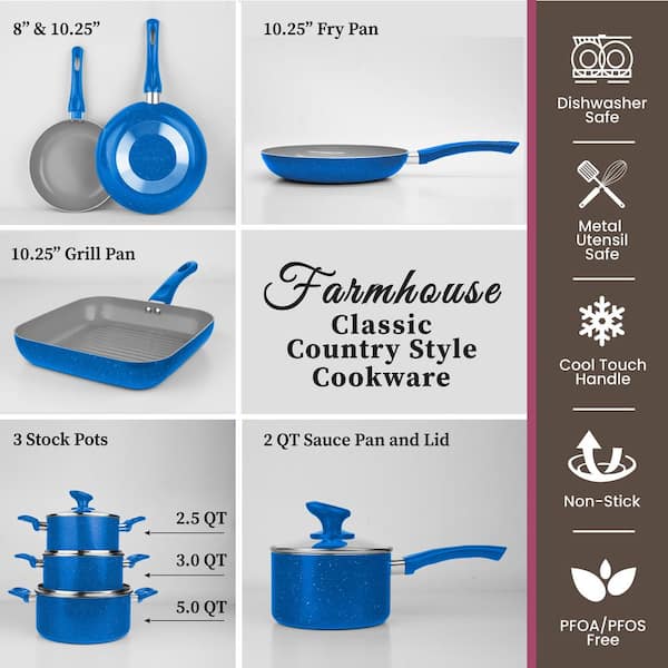 GraniteStone Diamond Blue 2.5 Qt. Non-Stick Sauce Pan with Lid