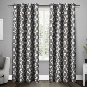 Gates Black Pearl Trellis Woven 52 in. W x 84 in. L Grommet Top, Blackout Curtain Panel (Set of 2)
