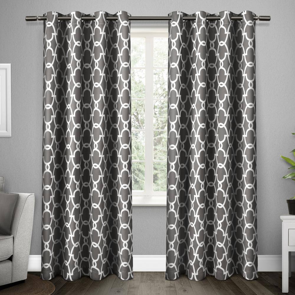 Exclusive Home Trincity Grommet Top Curtain Panel Pair 2 Piece Amalgamated Textiles Inc 54x84 EH7912-01 2-X84G Black Pearl