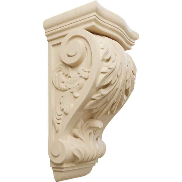 Ekena Millwork 8 in. x 6-1/2 in. x 15 in. Unfinished Lindenwood Large Farmingdale Acanthus Corbel