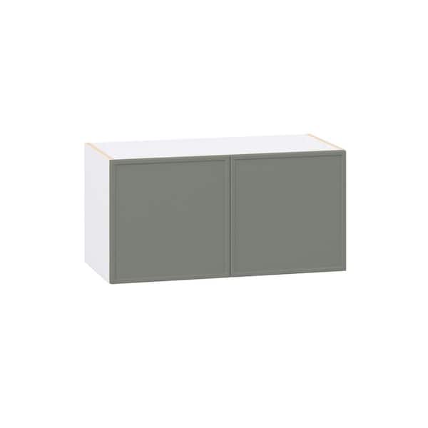 Fairview 30 in. W x 14 in. D x 15 in. H Assembled Slim Shaker Wall Bridge Kitchen Cabinet in Moss Green