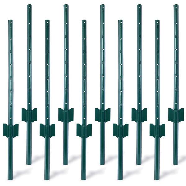 Tidoin 3 ft. H Heavy Duty Metal Fence Post with U-Channel (10 Pack)