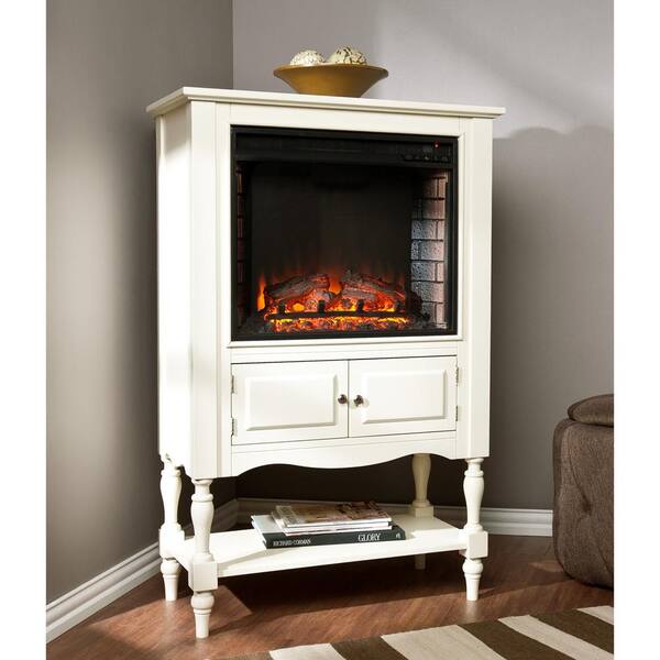 Southern Enterprises Horatio 32.25 in. Convertible Tower Electric Fireplace in Antique White