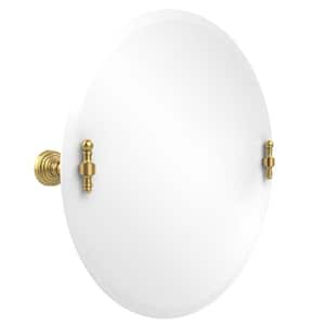 Retro-Wave Collection 22 in. x 22 in. Frameless Round Single Tilt Mirror with Beveled Edge in Polished Brass