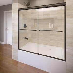 Celesta 60 in. x 58-1/4 in. Clear Semi-Framed Sliding Tub Door in Oil Rubbed Bronze