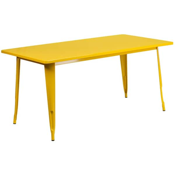 Carnegy Avenue Yellow Rectangle Metal Outdoor Bistro Table CGAET