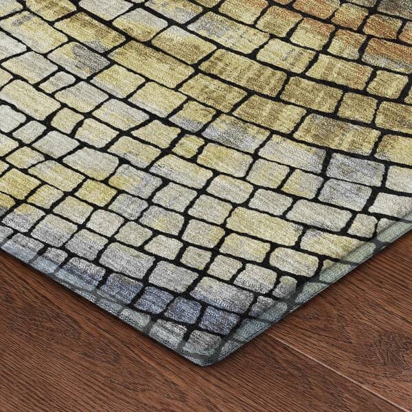 Mayfield Premium Machine Washable Abstract AMF2524 Gold 2 ft. x 3 ft. Accent Rug