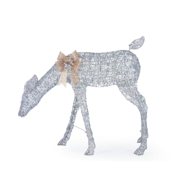 Home Accents Holiday 35 in Cool White LED Silver Doe