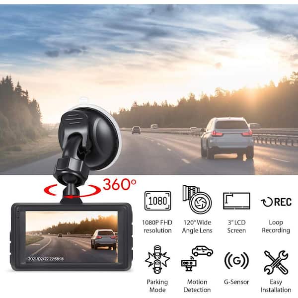 DARTWOOD Dash Cam with Wi-Fi, GPS, FHD 1080P 3 in. LCD, 120-Degree