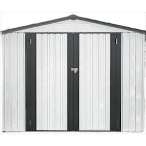 8 ft. x 6 ft. Metal Outdoor Storage Shed, All Weather Storage Shed with Lockable Door, Covers 48 sq. ft. Backyard, White