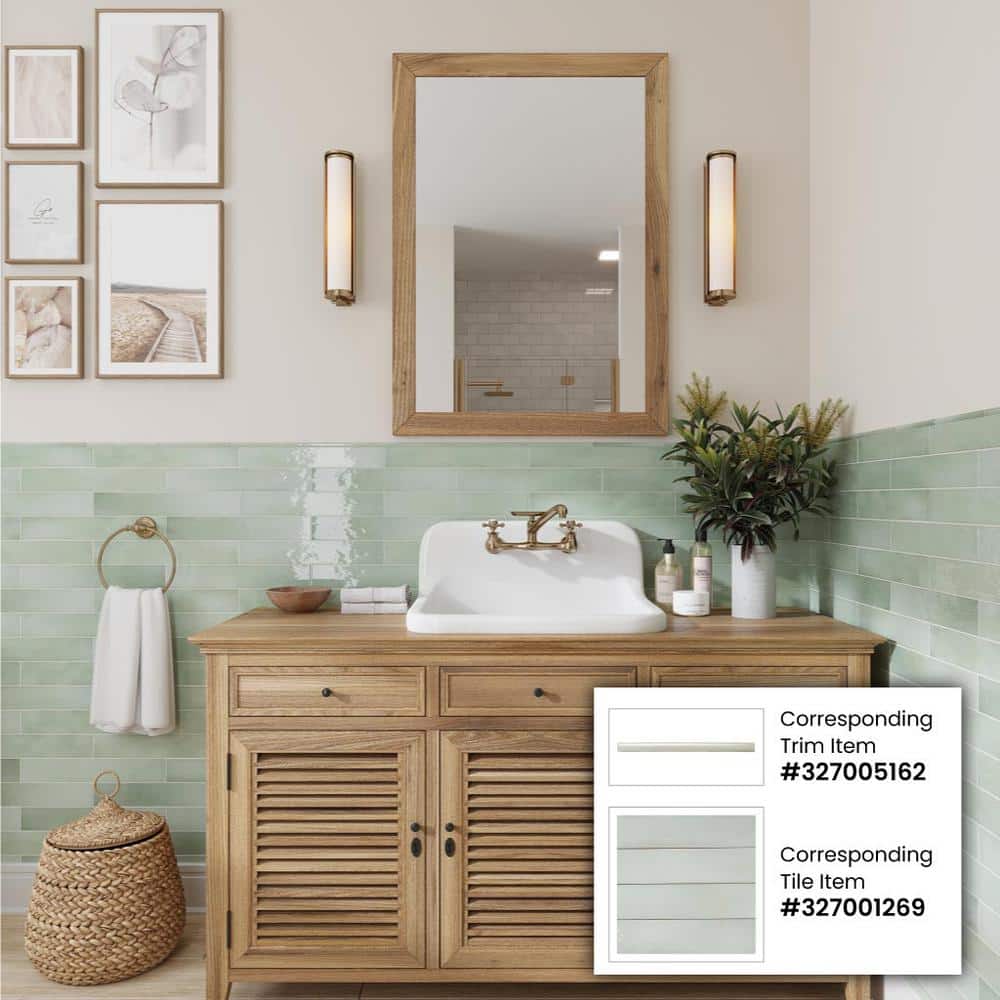 Tea Green Glossy Ceramic Subway Wall and Floor Tile