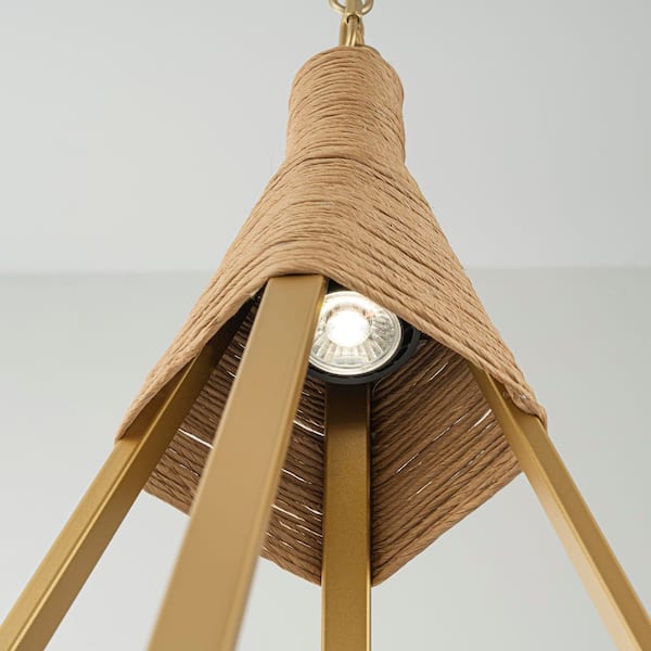 ELE Light & Decor Dawana 7- Watt 1-Light Brass Rope Pendant