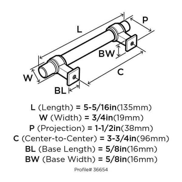 Clear and Oil-Rubbed Bronze 3-3/4" Cabinet Bar Pull
