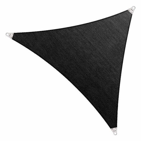 COLOURTREE 26 ft x 26 ft x 26 ft 260 GSM Reinforced (Super Ring) Black Triangle Sun Shade Sail Screen Canopy for Patio and Pergola