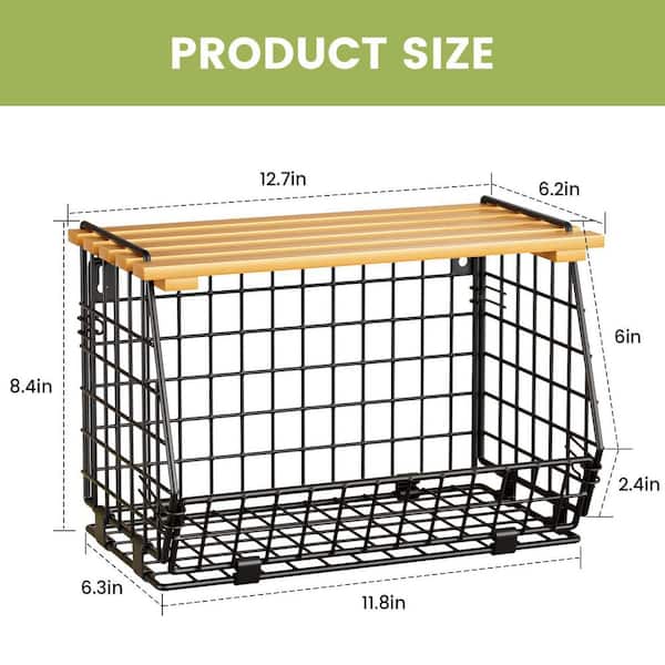3-Piece 12.7 in. Steel Hanging and Counter Wire Fruit Basket for Kitchen Vegetable Fruit Storage, Black