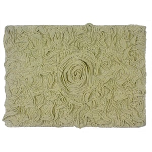 Bell Flower Collection 100% Cotton Tufted Bath Rugs, 17 in. x24 in. Rectangle, Green