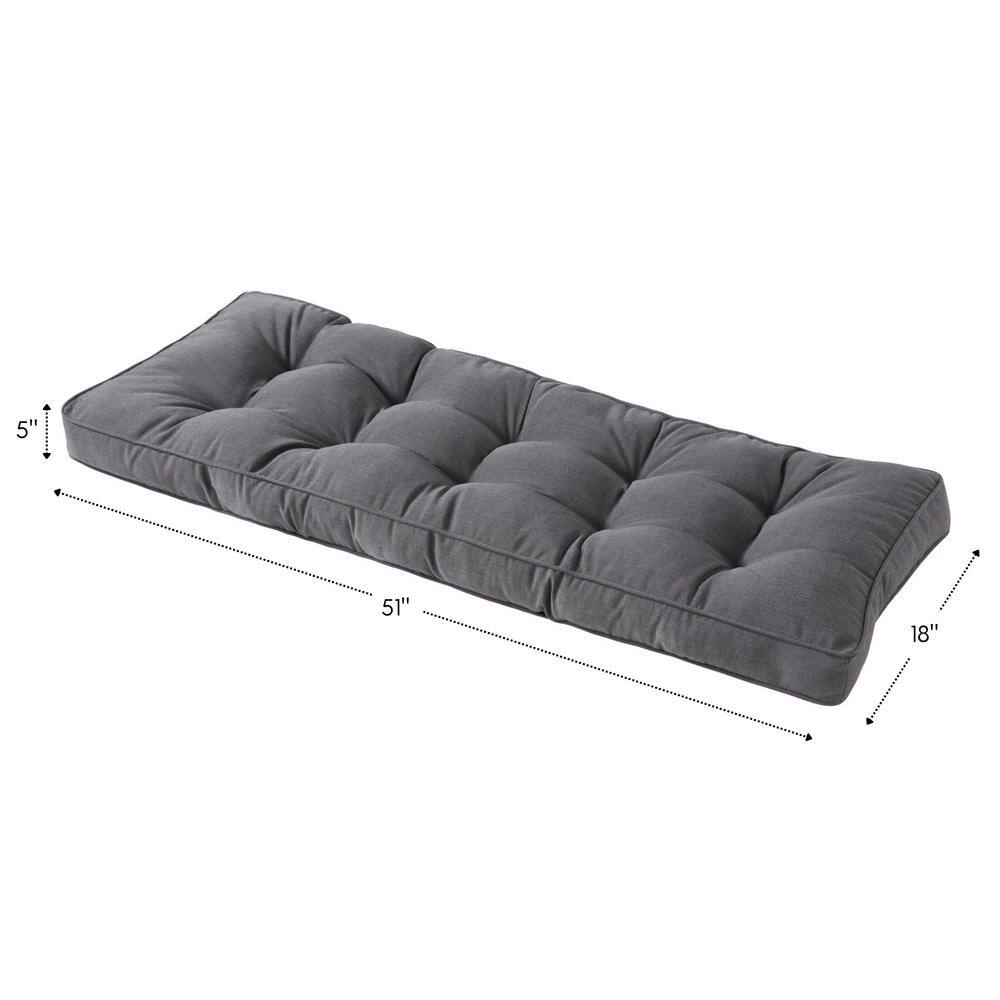Coal Gray Sunbrella Fabric Outdoor Bench Cushion, 51 x 18 in