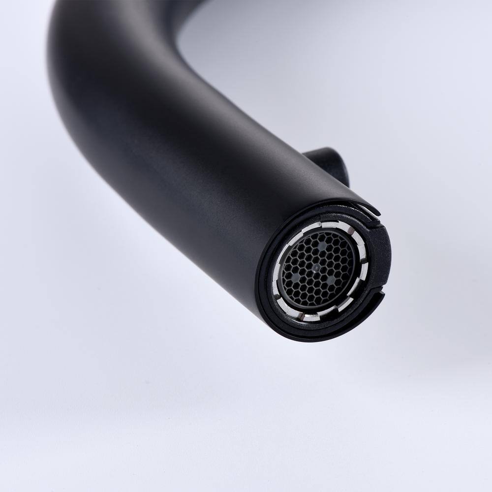 Matte Black Single Handle High Arc Kitchen Faucet with Pull-out Spray