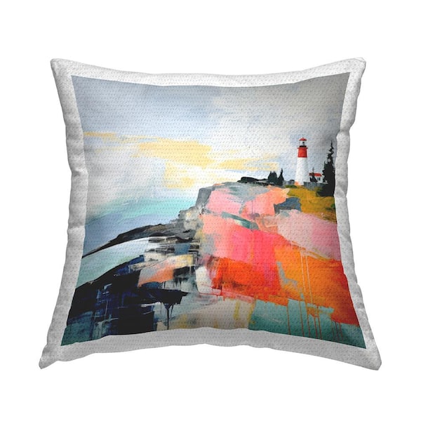 Stupell Industries Abstract Coastal Lighthouse Multi-Color Square Outdoor Throw Pillow