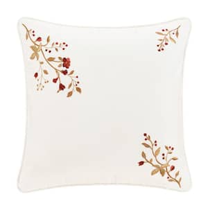 Joyeux Crimson Cotton Square Decorative Throw Pillow 18 x 18 in.