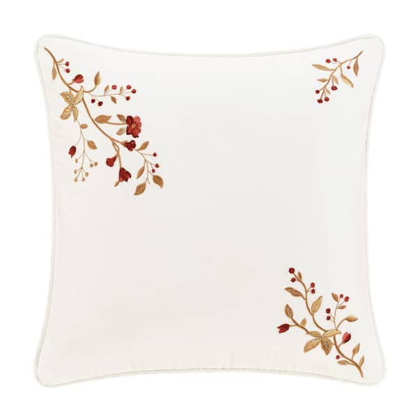 Unbranded Joyeux Crimson Cotton Square Decorative Throw Pillow 18 x 18 in.