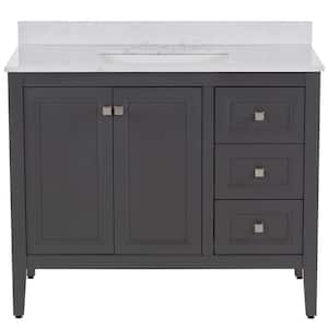 Darcy 43 in. W x 22 in. D Bath Vanity in Shale Gray with Stone effect Vanity Top in Pulsar with White Sink