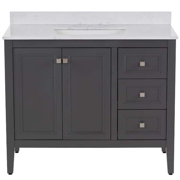MOEN Darcy 43 in. Single Sink Shale Gray Bath Vanity with Pulsar Cultured Marble Top (Assembled)