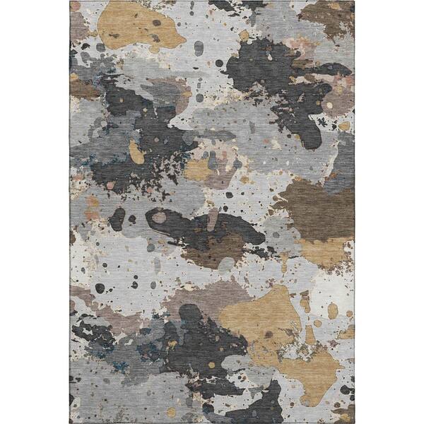 Mayfield Premium Machine Washable Abstract AMF2217 Gray 10 ft. x 14 ft. Area Rug