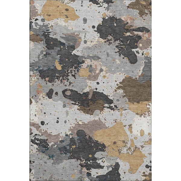 Mayfield Premium Machine Washable Abstract AMF2217 Gray 9 ft. x 12 ft. Area Rug