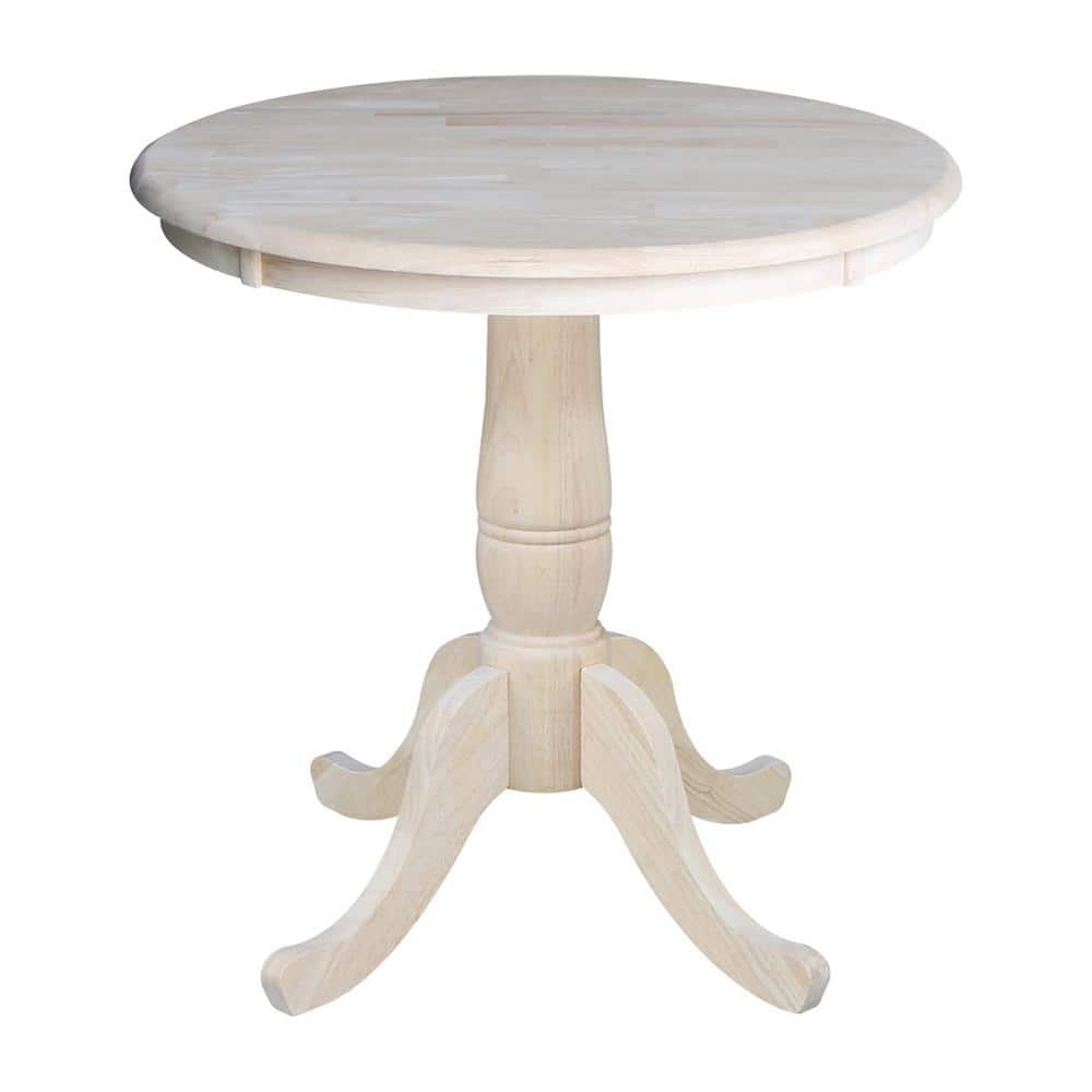 Farmhouse Charm 30" Round Wood Extendable Dining Table, Unfinished
