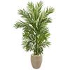 Nearly Natural Indoor 5 ft. Areca Palm Artificial Tree in Sand Colored Planter 5642