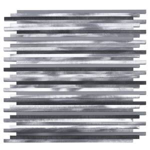 Slender Silver Gray 11.82 in. x 11.82 in. Interlocking Matte Aluminum Mosaic Tile (9.7 sq. ft./Case)