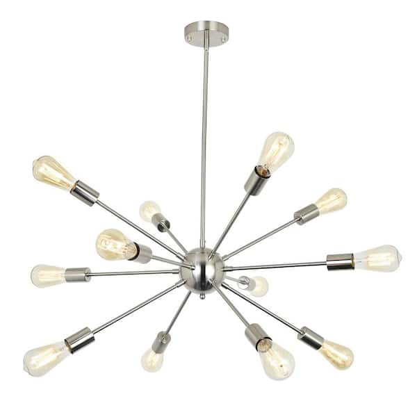 LWYTJO Bathild 12-Light Silver Modern Sputnik Sphere Chandelier for Kitchen Island Dining Room Living Room Foyer Bedroom
