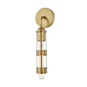 Violet 16.25 in. 1-Light Aged Brass Wall Sconce