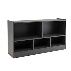 Kids 5-Cube 44 in. Grey Toy Storage Cabinet 2-Shelf Wooden Bookcase School Organizer