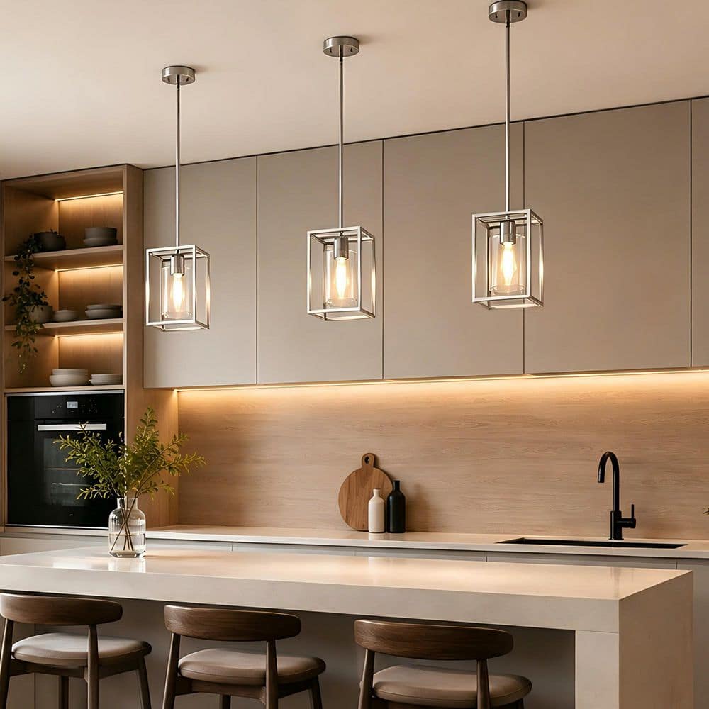 Emeritpro 3-Pack 1-Light Brushed Nickel Modern Pendant Lights with