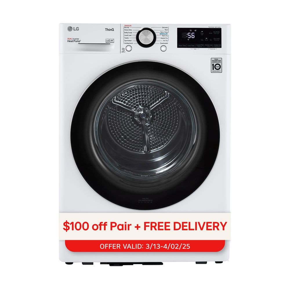 4.2 Cu.ft. White Smart Stackable Front Load Dryer with Steam