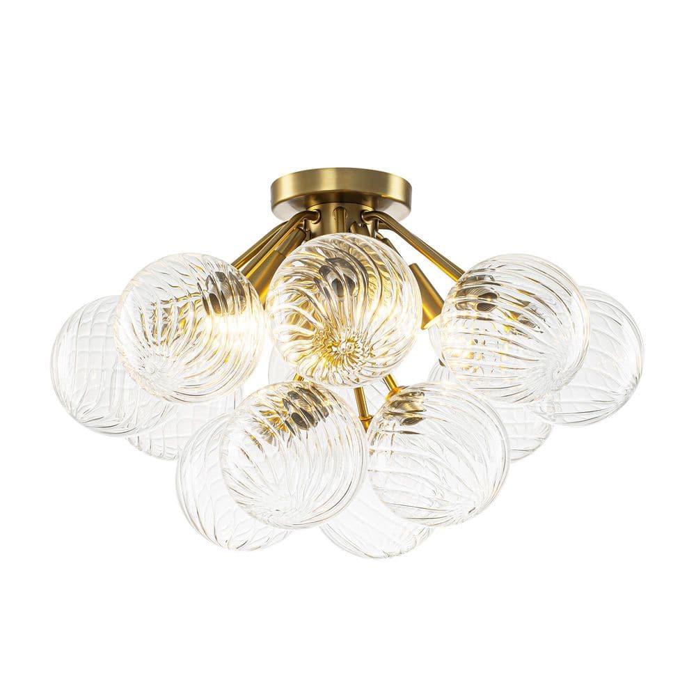 Newlin 19.29 in. 4-Light Modern Sputnik Cluster Twisted Glass Brushed Gold Semi-Flush Mount Light for Dining Room price history on PriceWatchPro