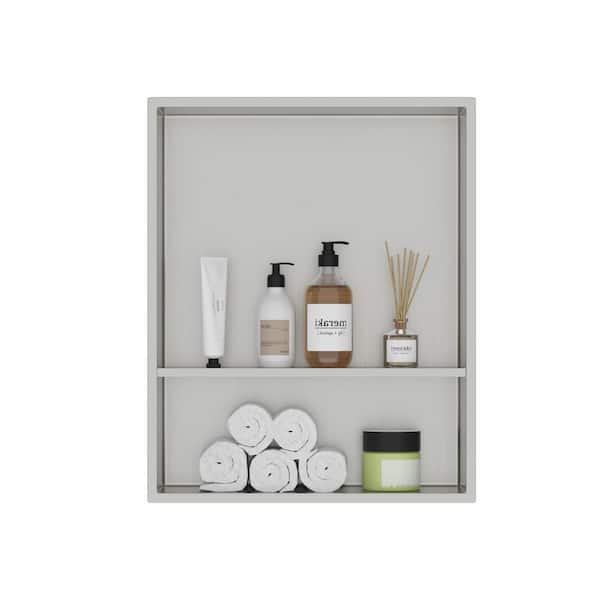 20 in. D x 3.94 in. H x 16 in. W Stainless Steel Shower Niche Set of 1-Piece in Brushed