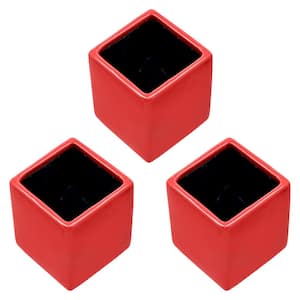 Cube 3-1/2 in. x 4 in. Red Ceramic Wall Planter (3-Piece)