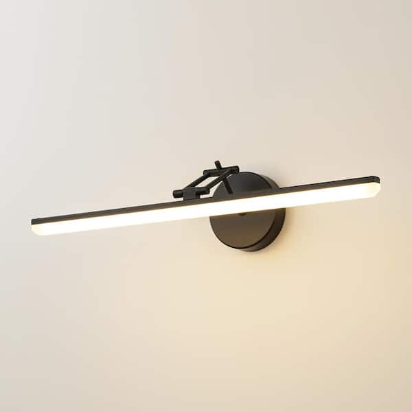 Kelly 1-Light 22.8 in. Black Dimmable LED Vanity Light with Extendable Arm for Picture Light