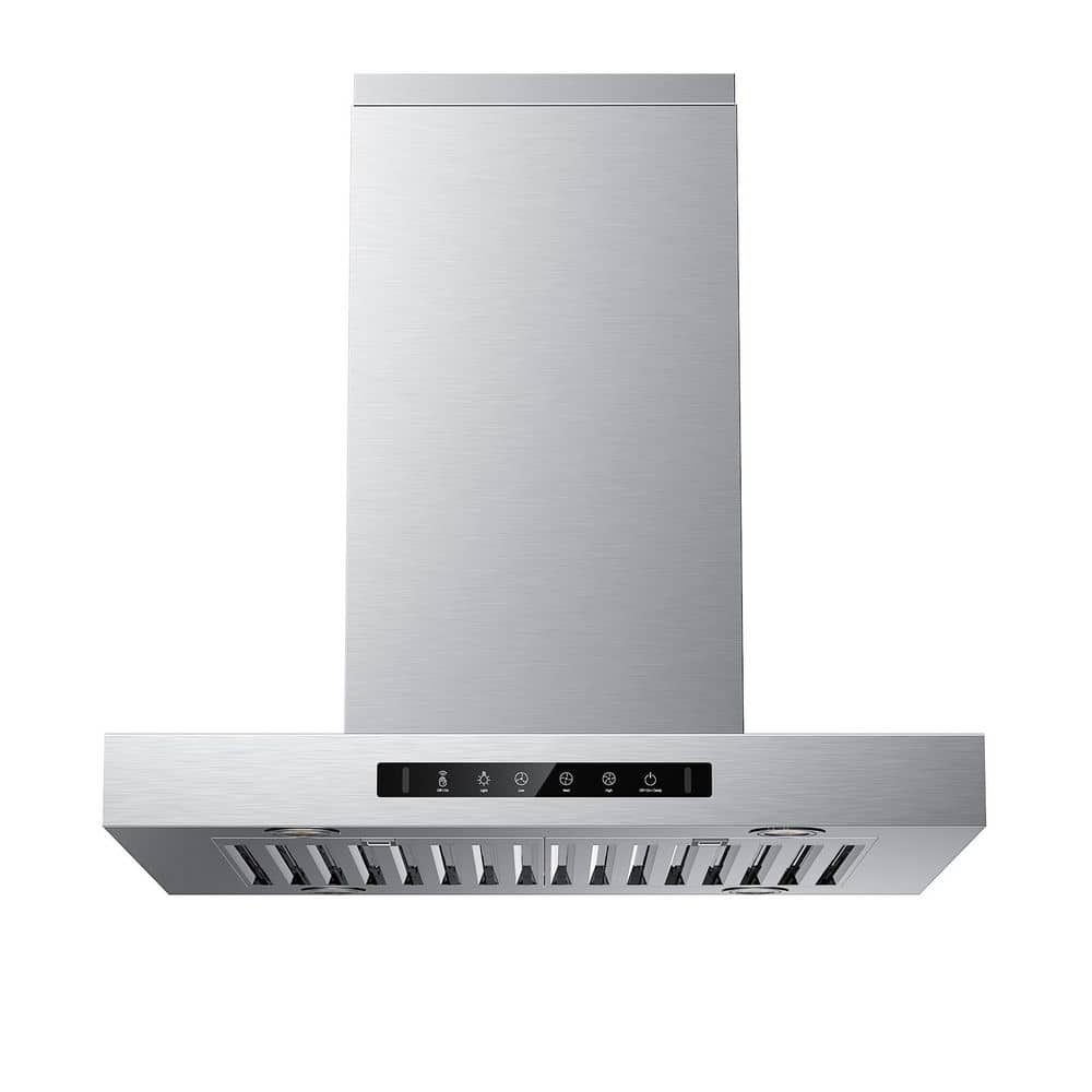 30 in. 600 CFM Ducted Island Range Hood in Stainless Steel with Touch panel, LED light and Gesture Control in Low Noise