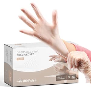 Small Vinyl Gloves in Clear Powder Free Medical Examination Disposable Gloves (100-Count)