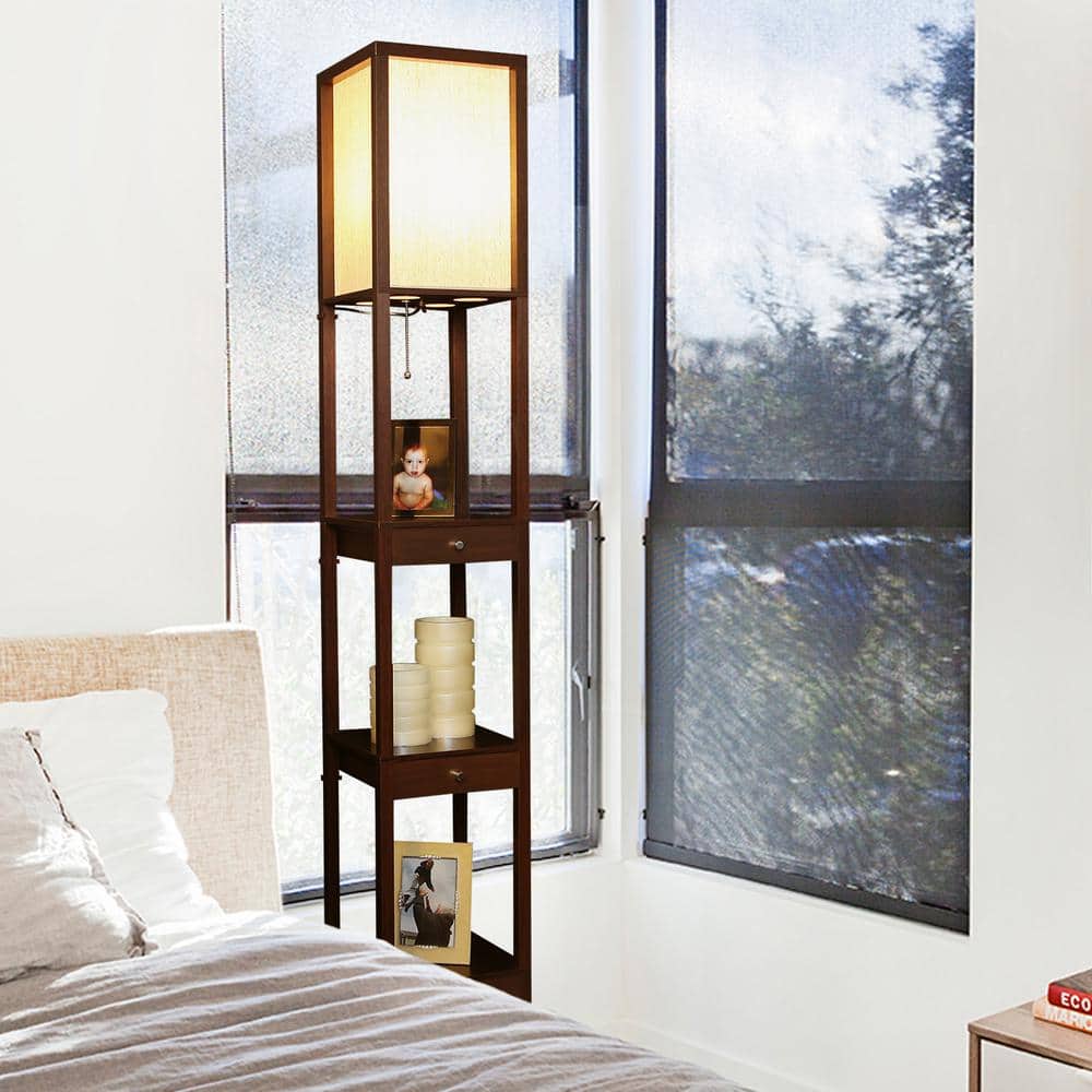 Kids' Energy Star White LED Shelf Floor Lamp with Drawer