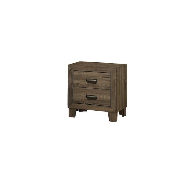 Best Quality Furniture Donna (24 in. H x 16.5 in. W x 22 in. L) Dark Walnut 2-Drawer Nightstand