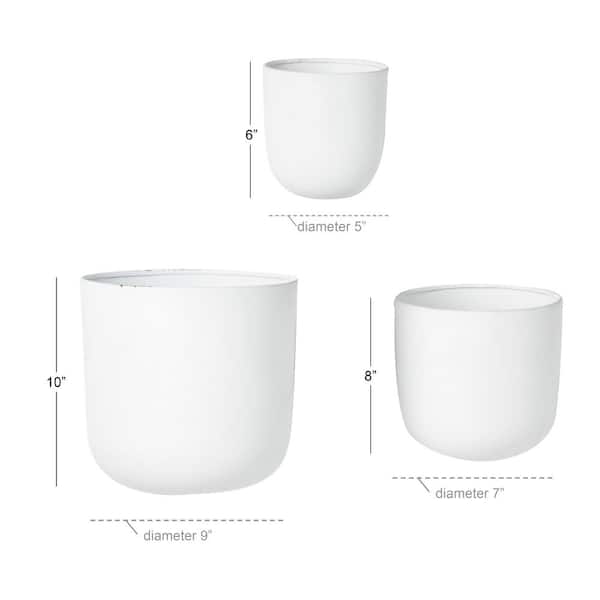 Litton Lane 9 in. Small White Metal Indoor Outdoor Floating Wall Planter (3- Pack) 51944