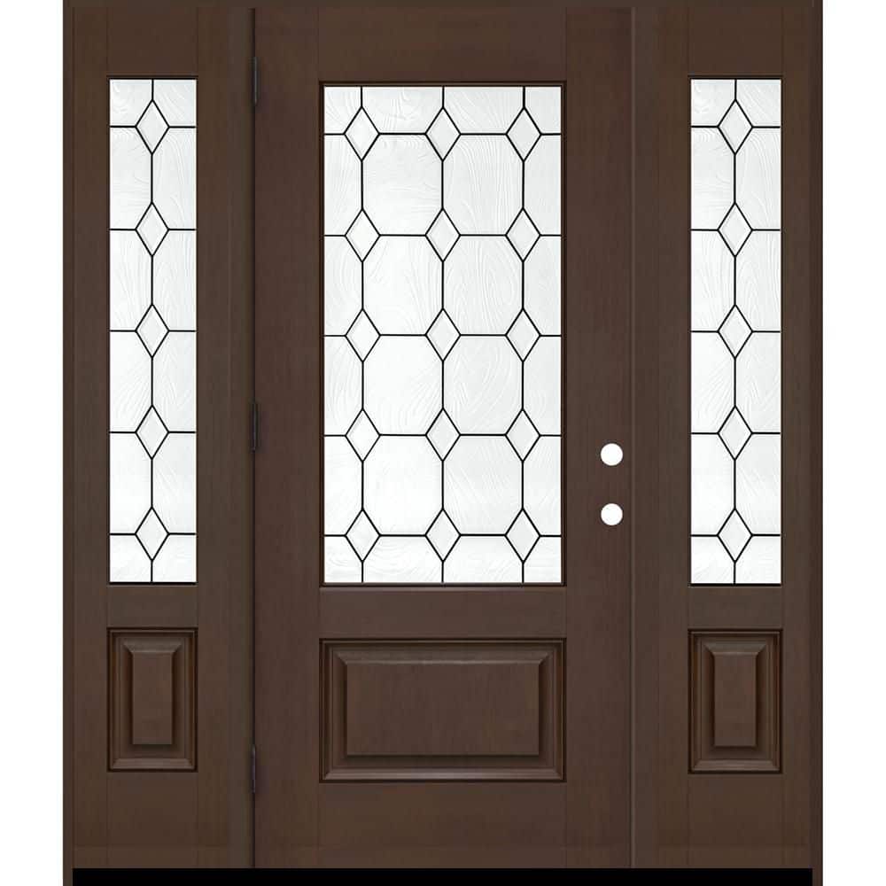 Regency 68 x 80 in. 3/4L Marquise Glass RHOS Hickory Mahogany Fiberglass Prehung Front Door w/14in. - 3/4 SLs 6-9/16 price history on PriceWatchPro